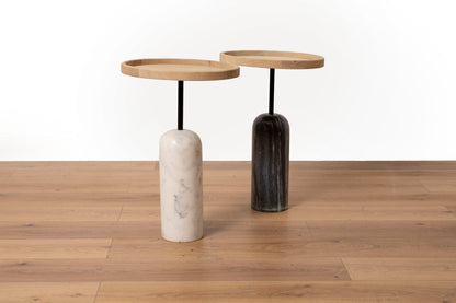 Side table en marbre et bois de manguier
