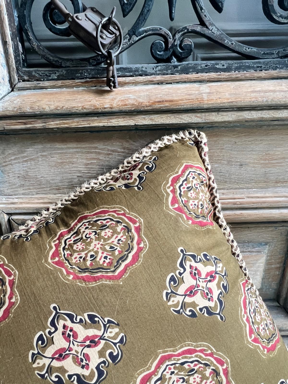 Coussin coton blockprint 50×50 cm - Bronze