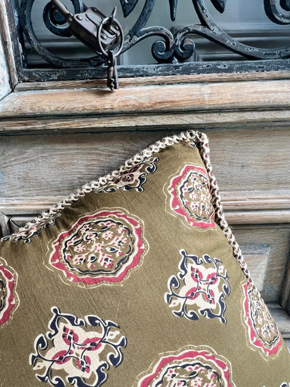 Coussin coton blockprint 50×50 cm - Bronze